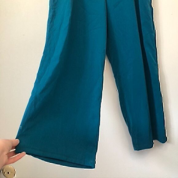 NEW NWT FRENCH LAUNDRY Plus Size Teal Blue Wide Leg Drawstring Pull On Pants 1X - Picture 8 of 12
